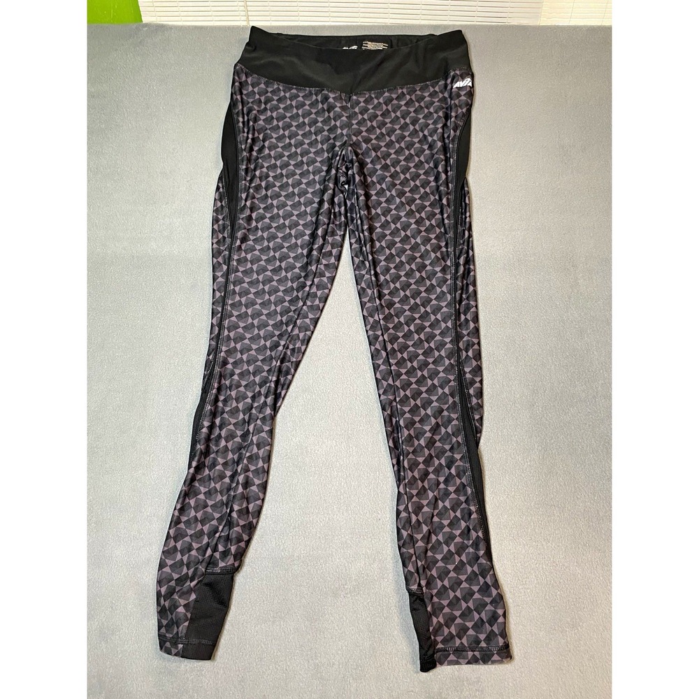 Avia Black/Gray Geometric Light Compression Full length leggings size Medium